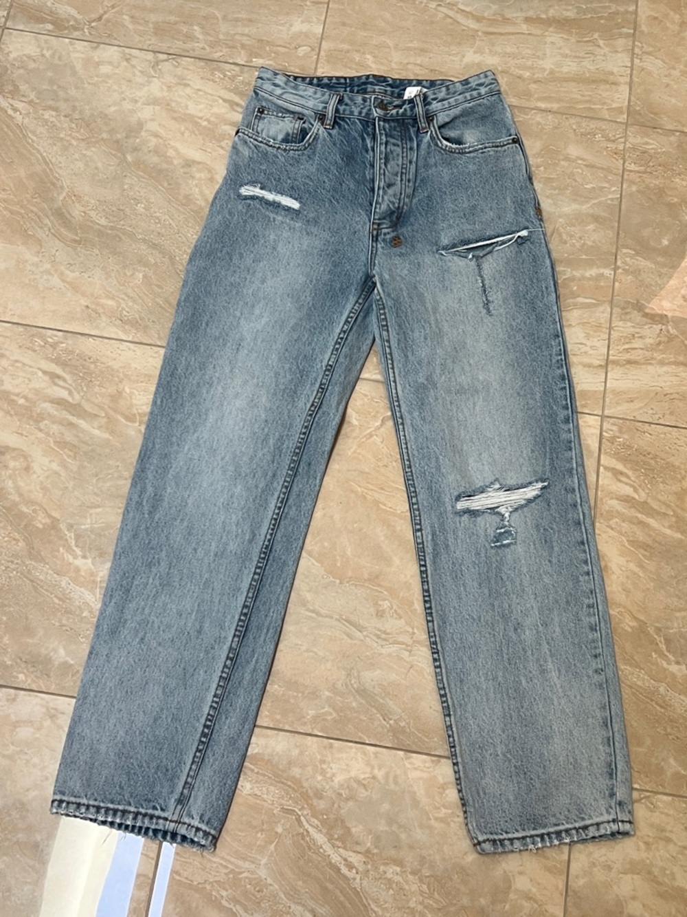 Ksubi Light Blue Denim Jeans with Red Accent